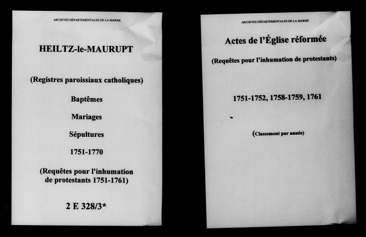 Heiltz-le-Maurupt. Baptêmes, mariages, sépultures 1751-1770
