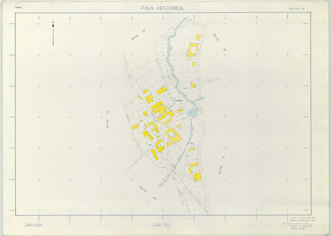 Faux-Vésigneul (51244). Section 244 AB échelle 1/1000, plan remanié pour 1990, plan régulier (papier armé)