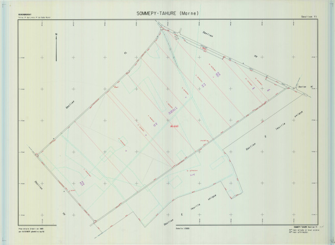 Sommepy-Tahure (51544). Section YI échelle 1/2000, plan remembré pour 1985, plan régulier (calque)