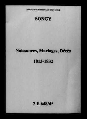 Songy. Naissances, mariages, décès 1813-1832