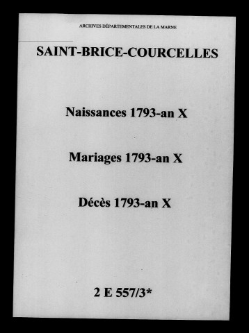 Saint-Brice-Courcelles. Naissances, mariages, décès 1793-an X