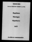 Moeurs. Baptêmes, mariages, sépultures 1653