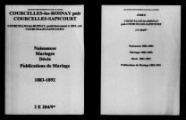 Courcelles-lès-Rosnay. Naissances, mariages, décès, publications de mariage 1883-1892