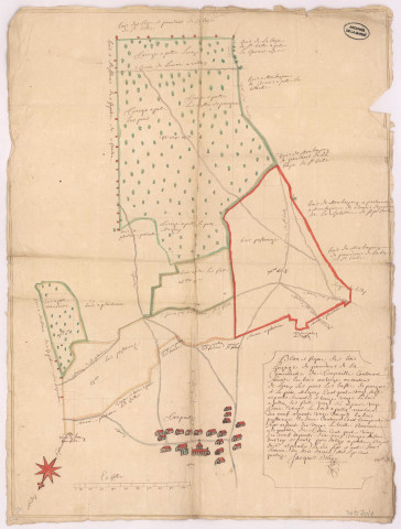 Plan et figure des bois dépendants de la communauté de Trépail (avril 1714), Jacques Doligny
