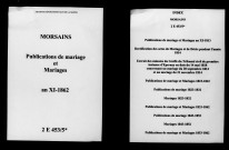 Morsains. Publications de mariage, mariages an XI-1862