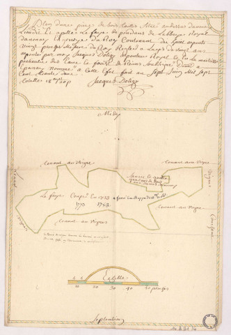 Plan d'une pièce de bois taillis situé au dessus d'avenay lieu dit et apellé Le fay,1732.