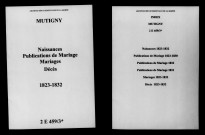 Mutigny. Naissances, publications de mariage, mariages, décès 1823-1832