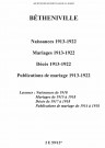 Bétheniville. Naissances, mariages, décès, publications de mariage 1913-1922