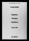 Margerie. Baptêmes, mariages, sépultures 1761-1791