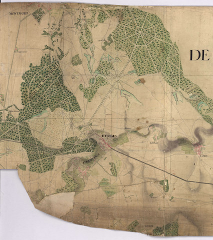 RN 33. Plan de la route de Paris à Chaalons par Montmirel et Etoges, 1747.