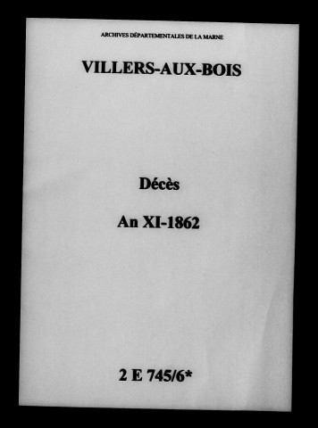 Villers-aux-Bois. Décès an XI-1862