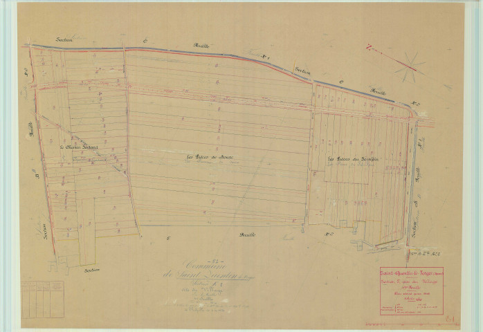 Saint-Quentin-le-Verger (51511). Section E1 échelle 1/1250, plan mis à jour pour 01/01/1948, non régulier (papier)