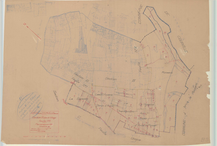 Mont-sur-Courville (51382). Section B3 1 échelle 1/1250, plan mis à jour pour 1935, plan non régulier (papier).
