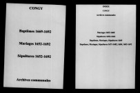 Congy. Baptêmes, mariages, sépultures 1652-1692