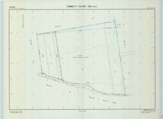 Sommepy-Tahure (51544). Section YD échelle 1/2000, plan remembré pour 1985, plan régulier (calque)