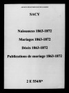 Sacy. Naissances, mariages, décès, publications de mariage 1863-1872
