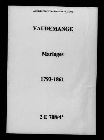 Vaudemanges. Mariages 1793-1861
