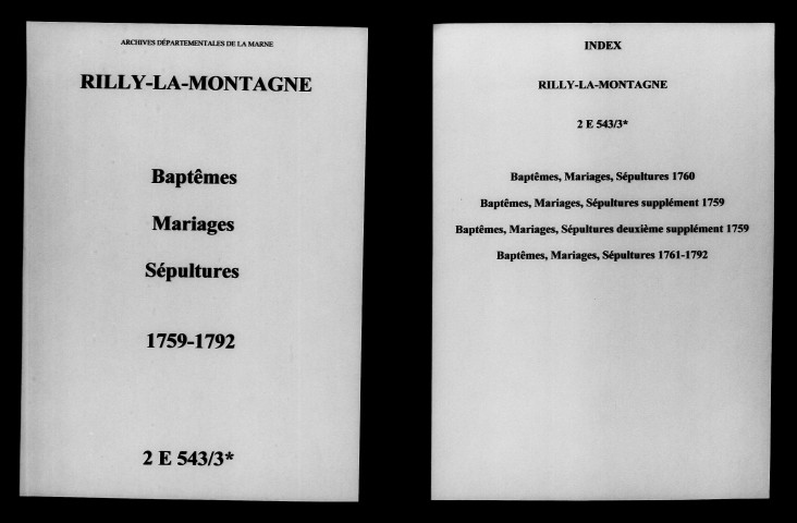 Rilly-la-Montagne. Baptêmes, mariages, sépultures 1759-1792