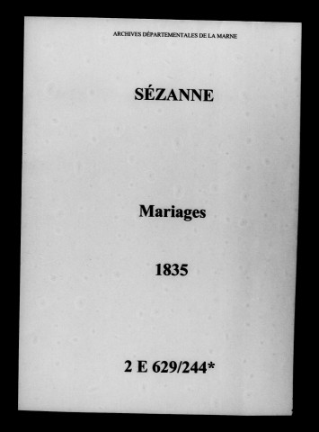 Sézanne. Mariages 1835
