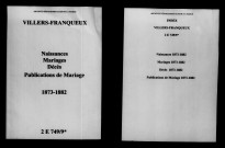 Villers-Franqueux. Naissances, mariages, décès, publications de mariage 1873-1882