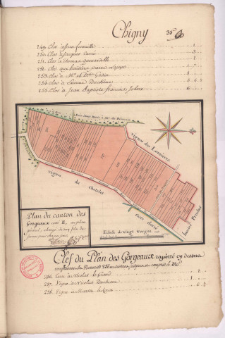 Plan du canton des Gorgeaux cotté E au plan général du terroir de Chigny (s.d.), Villain