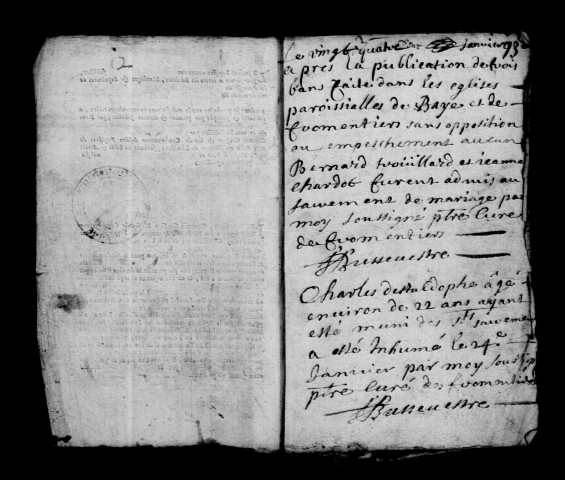 Fromentières. Baptêmes, mariages, sépultures 1692-1699