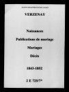 Verzenay. Naissances, publications de mariage, mariages, décès 1843-1852