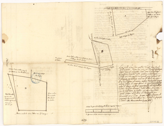 Plan et arpentage des bois de Saint-Thierry à Athis, 2 juin 1699