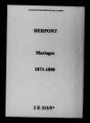 Herpont. Mariages 1871-1891