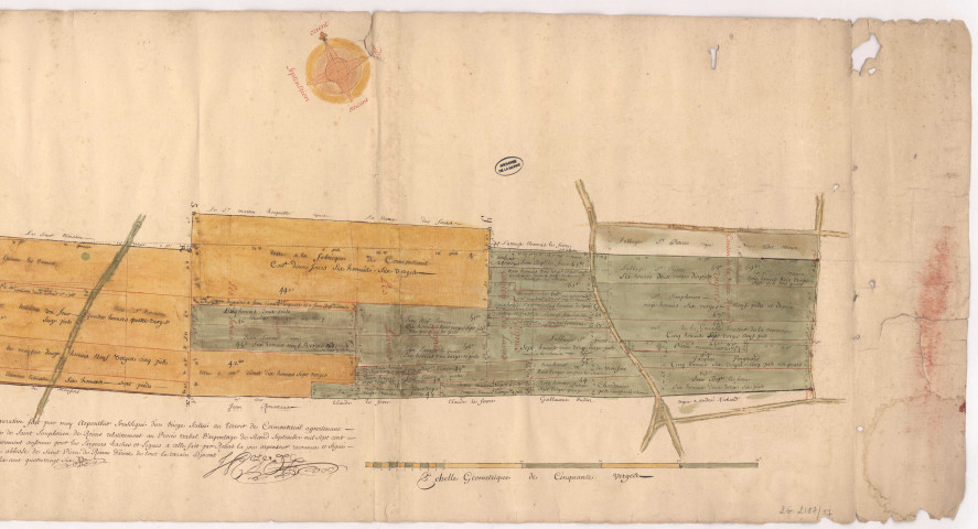Plan et carte figurative d'un triege à Cormontreuil (1739), Robert La Joye