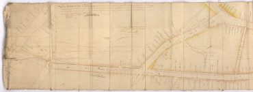 RN 44. Plan d'alignement des rues Hte St Jean, Basse St Jean et du Flomagny à Châlons par Legendre, 1755.