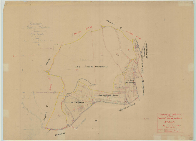 Vienne-le-Château (51621). Section C4 échelle 1/2500, plan mis à jour pour 1946, plan non régulier (papier)