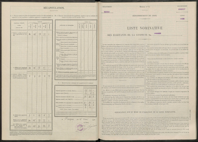 Gionges. Dénombrement de la population 1946
