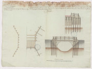 Plan élévation et coupe d'un pont en bois à construire à Sillery sur un des bras de la rivière de Vesle, 1784.