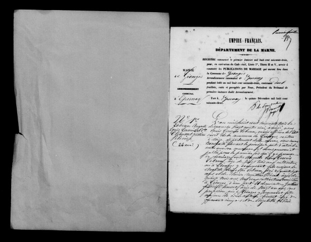 Gionges. Publications de mariage, mariages 1863-1892