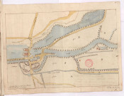 Plan du ban compris entre les ramparts de la ville de Reims, porte de Fléchambault et le ruisseau nommé Roulia, 1739