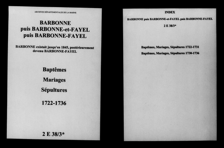 Barbonne. Baptêmes, mariages, sépultures 1722-1736
