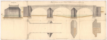 Plan élévation d'un pont à construire sur la rivière de Marne à Mareuil sur Ay, XVIIIè s.
