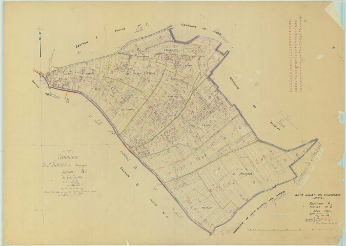 Saint-Lumier-en-Champagne (51496). Section A2 échelle 1/2500, plan mis à jour pour 1958, plan non régulier (papier)