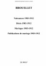 Brouillet. Naissances, décès, mariages, publications de mariage 1903-1912