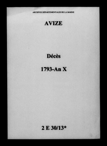 Avize. Décès 1793-an X