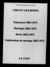 Chigny. Naissances, mariages, décès, publications de mariage 1863-1872