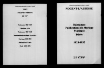 Nogent-l'Abbesse. Naissances, publications de mariage, mariages, décès 1823-1832