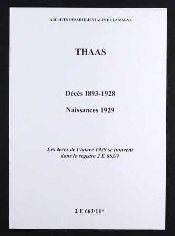 Thaas. Décès 1893-1928