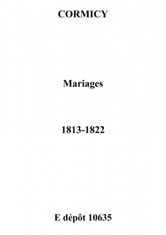 Cormicy. Mariages 1813-1822