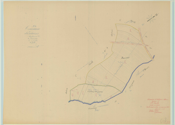 Éclaires (51222). Section C3 échelle 1/1250, plan mis à jour pour 1956, plan non régulier (papier)