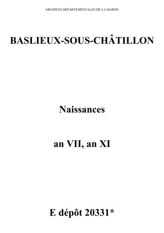 Baslieux-sous-Châtillon. Naissances an VII-an XI