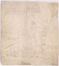 Plan de la ligne de séparation de 4 maisons près Saint-Martin étant sur la seigneurie du Chapitre et de Saint-Remy en la rue des Créneaux, à Reims (1673), Nicolas La Joye