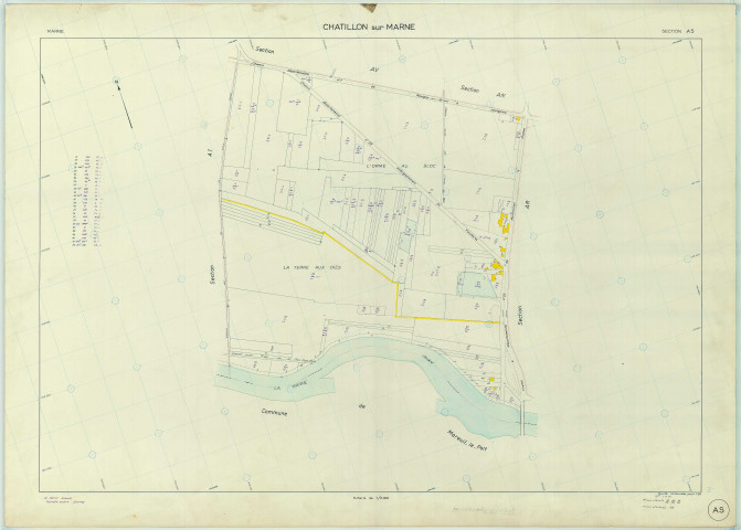 Châtillon-sur-Marne (51136). Section AS échelle 1/2000, plan renouvelé pour 1969, plan régulier (papier armé).
