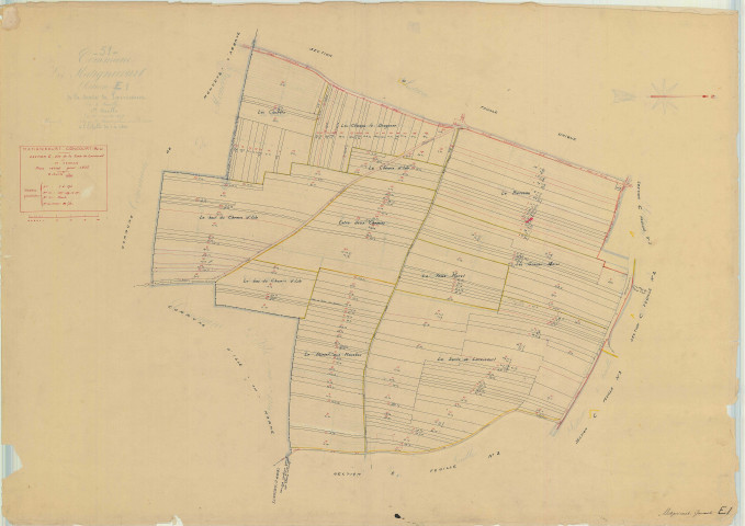 Matignicourt-Goncourt (51356). Section E1 échelle 1/2500, plan mis à jour pour 1935, plan non régulier (papier)